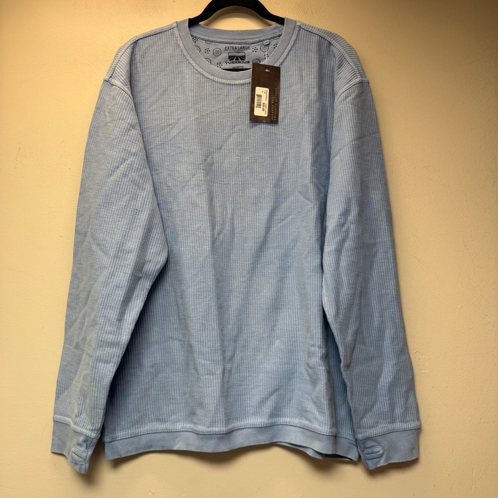 Turnrows Comfy Cord Pullover Mens XL Light Blue NEW Ribbed Cotton TRW62320SLD